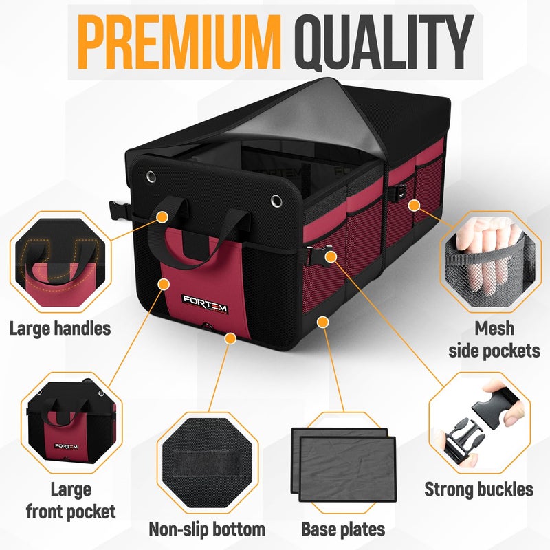 FORTEM Trunk Organizer For SUV Car Organizer and Storage, Collapsible Multi-Compartment Storage Bag Car Accessories for Women Men, 1680D Oxford, Non Slip Bottom, Adjustable Straps, Soft Cover (65L) - Image 2
